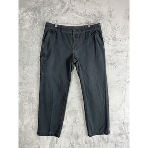 Bass Utility Pants Mens 38x32 Straight Leg Zip Pocket Gray Blue Chore‎ Workwear
